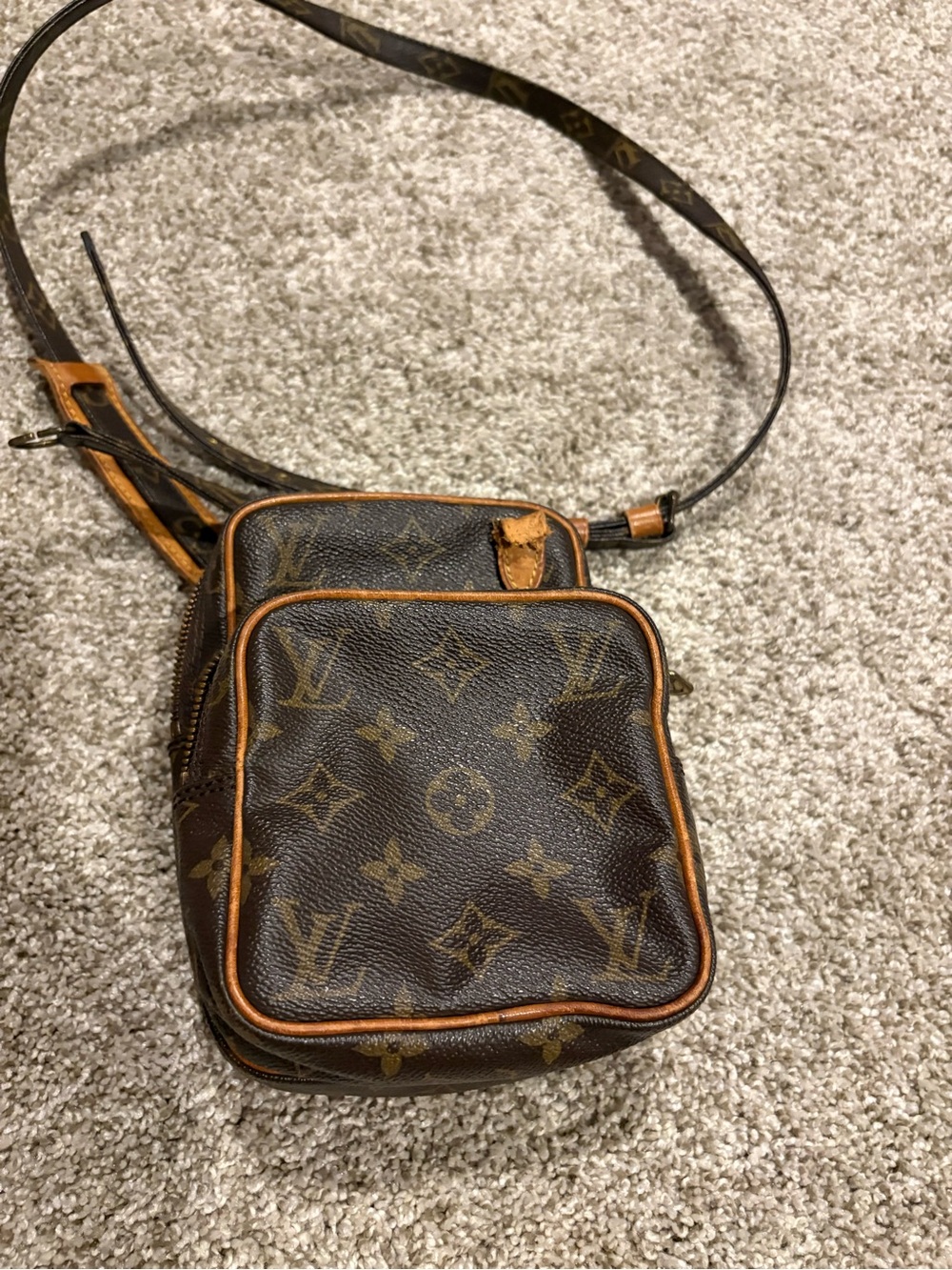 Designer Monogram Small Crossbody Bag in Brown